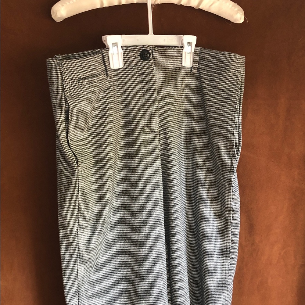 Rachel Zoe Black & White Micro-Check Wide Leg Trousers